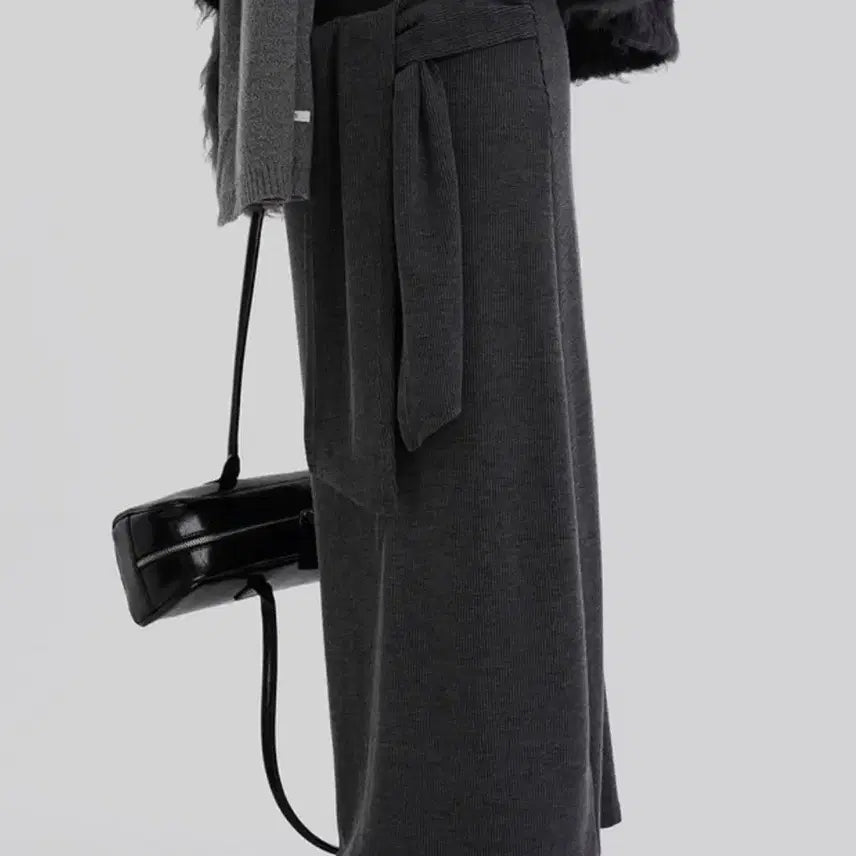 [BUNJANG] Autumn Appelle Wrap Skirt Charcoal / 어텀 에펠랩스커트 차콜