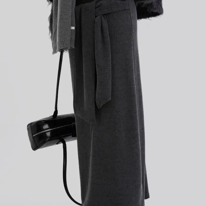 [BUNJANG] Autumn Appelle Wrap Skirt Charcoal / 어텀 에펠랩스커트 차콜