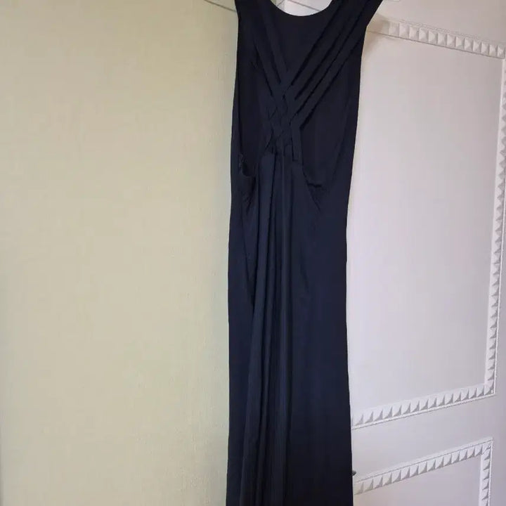 [BUNJANG] Navy Cross-Strap Long Dress / 네이비 크로스 백 스타일 끈 원피스