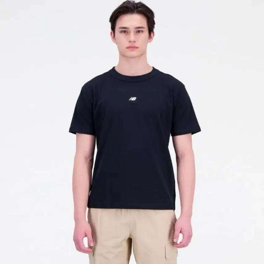 [BUNJANG] New Balance Athletic T-Shirt Black, Melange Grey / 뉴발란스 애슬레틱 반팔 블랙, 멜란지그레이 티셔츠