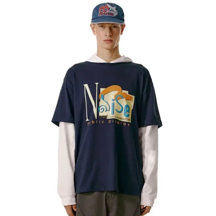 [BUNJANG] Teket Noise Layered Hooded Tee - Size M / [Teket]테켓 Noise Layered Hooded Tee 레이어드티