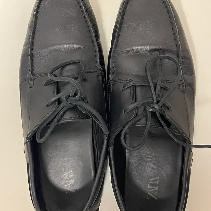 [BUNJANG] Zara Limited Edition Black Leather Deck Shoes / 자라 블랙 레더 데크 슈즈 리미티드 에디션