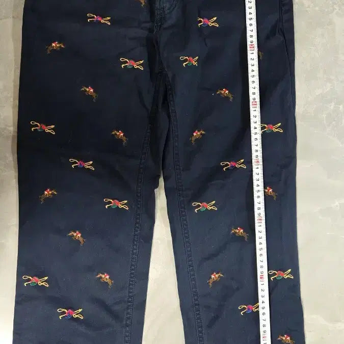 [BUNJANG] Polo Ralph Lauren Navy Equestrian Embroidery Cotton Pants / 폴로 랄프로렌 네이비 승마 자수 면바지