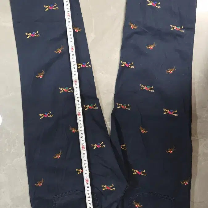 [BUNJANG] Polo Ralph Lauren Navy Equestrian Embroidery Cotton Pants / 폴로 랄프로렌 네이비 승마 자수 면바지