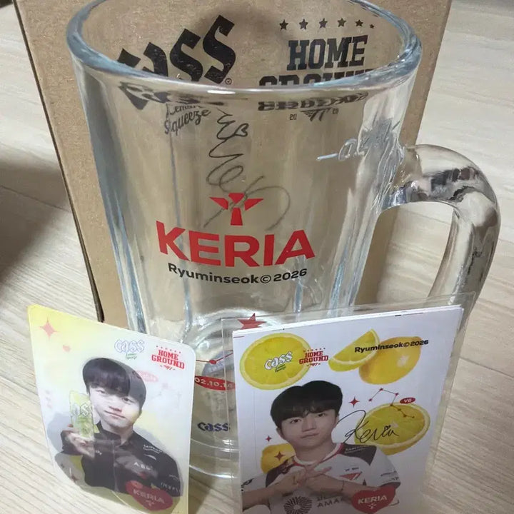 [BUNJANG] Cass x T1 Keria Beer Glass Photocard Set / 카스 CASS 티원 T1 케리아 KERIA 맥주잔 포카 세트