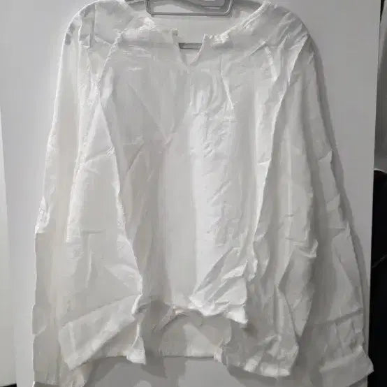 [BUNJANG] White Long Sleeve See-Through Blouse / 화이트 긴팔 시스루 블라우스