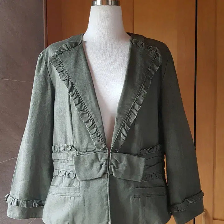 [BUNJANG] Frill Ribbon Linen Jacket / 프릴 리본 린넨자켓