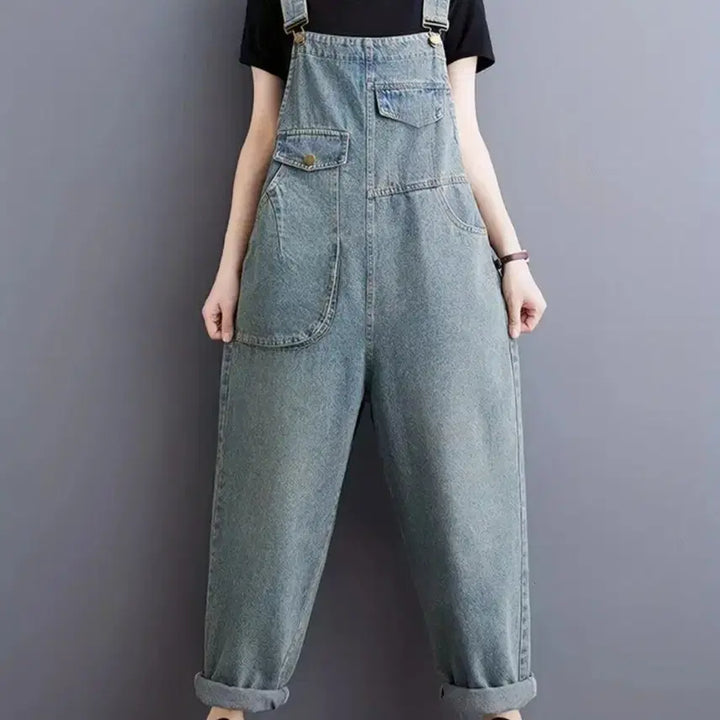 [BUNJANG] New Blue Denim Overalls Pants / 새상품 청 데님 오버롤 멜빵 바지