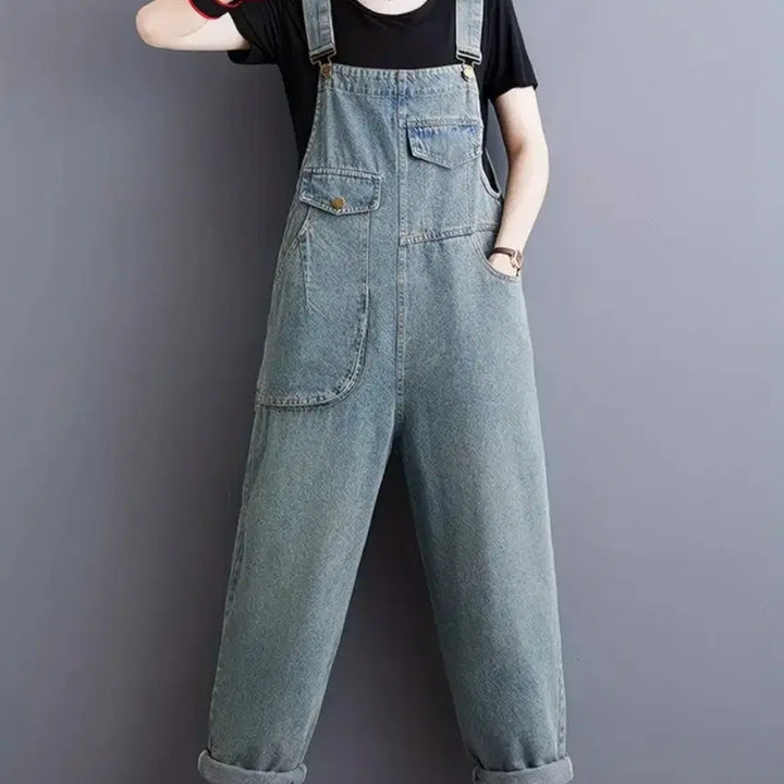 [BUNJANG] New Blue Denim Overalls Pants / 새상품 청 데님 오버롤 멜빵 바지