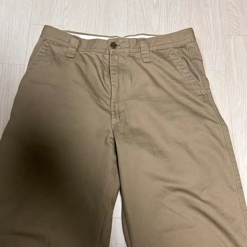 [BUNJANG] Uniqlo Wide Chino Pants Long Length Brown Size 88 (Altered) / 유니클로 와이드 치노팬츠 긴기장 브라운 88 (통수선)