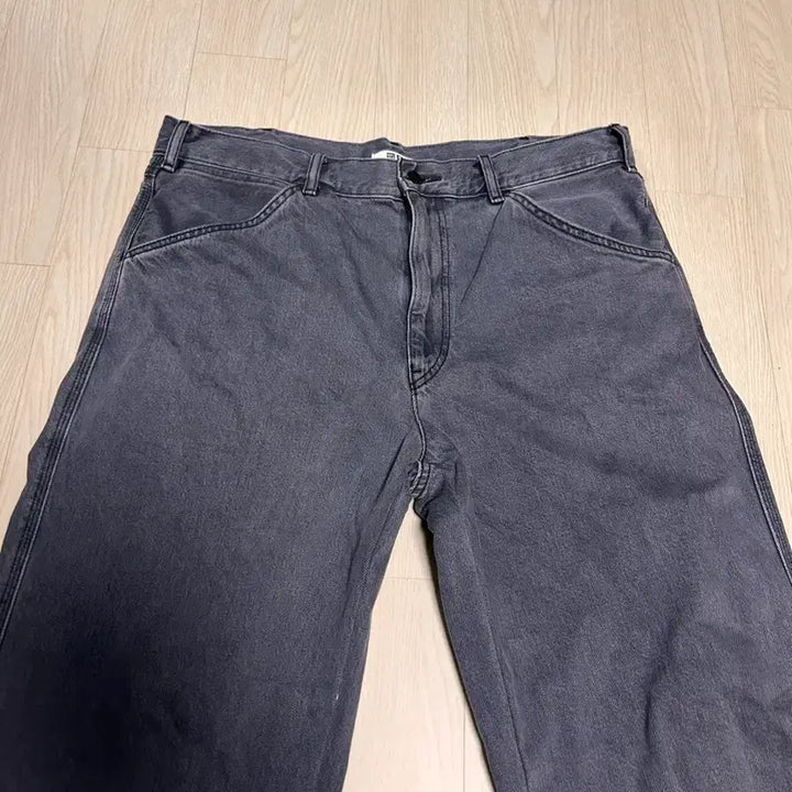 [BUNJANG] Uniqlo Wide Color Jeans Grey Blue Size 89 (Altered Hem) / 유니클로 와이드 컬러진 89(통 수선)