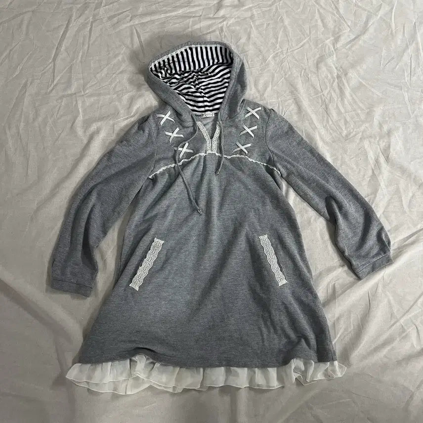 [BUNJANG] AXISFARM Rabbit Grey Hooded Dress / 엑시즈팜 토끼 그레이 후드 원피스