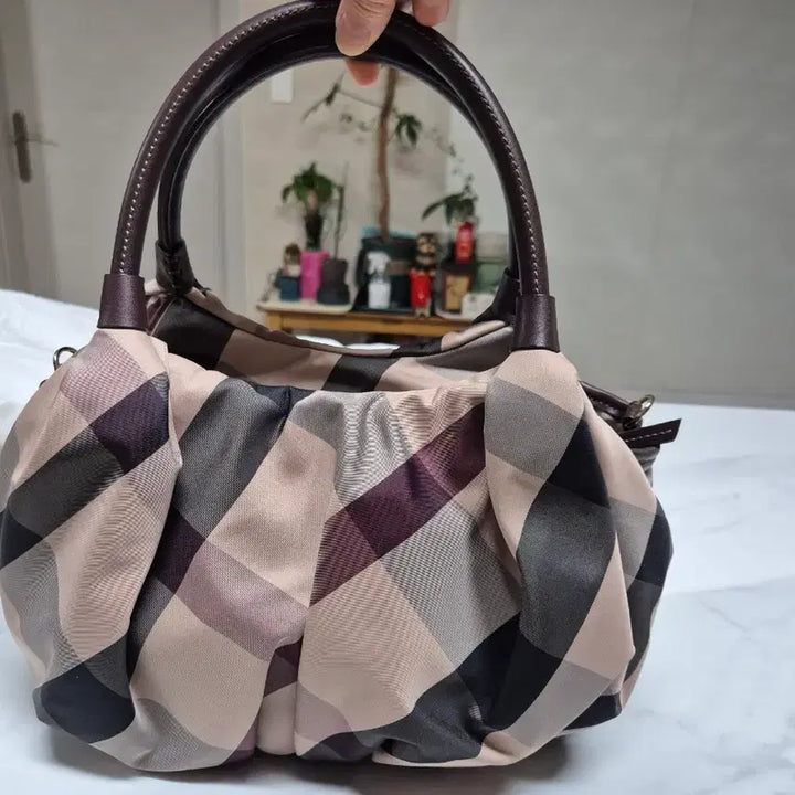 [BUNJANG] Daks Brown Check Hobo Shoulder Tote Bag / 닥스  브라운체크 호보 숄더 토트백