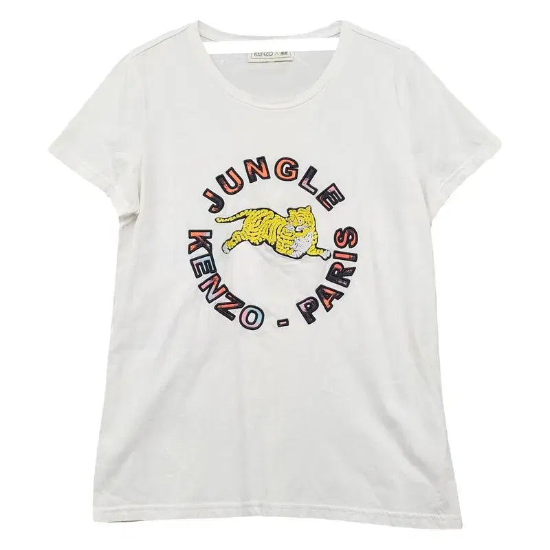 [BUNJANG] Kenzo Tiger Graphic Cotton T-Shirt - White (M) / 겐조 프린팅 화이트 반팔티 M