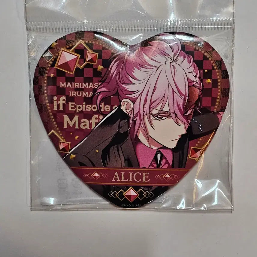 [BUNJANG] Akudai Giri Nyumon Aris Asmodeus Color Heart Big Can Badge / 악입문 마피아 아스모데우스 아리스 컬러 하트 빅 캔뱃지