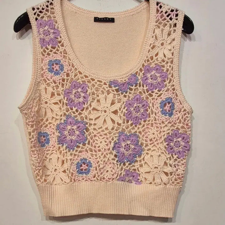 [BUNJANG] Sisley Crochet Flower Knit Vest / 시슬리 크로셰 플라워 니트 조끼