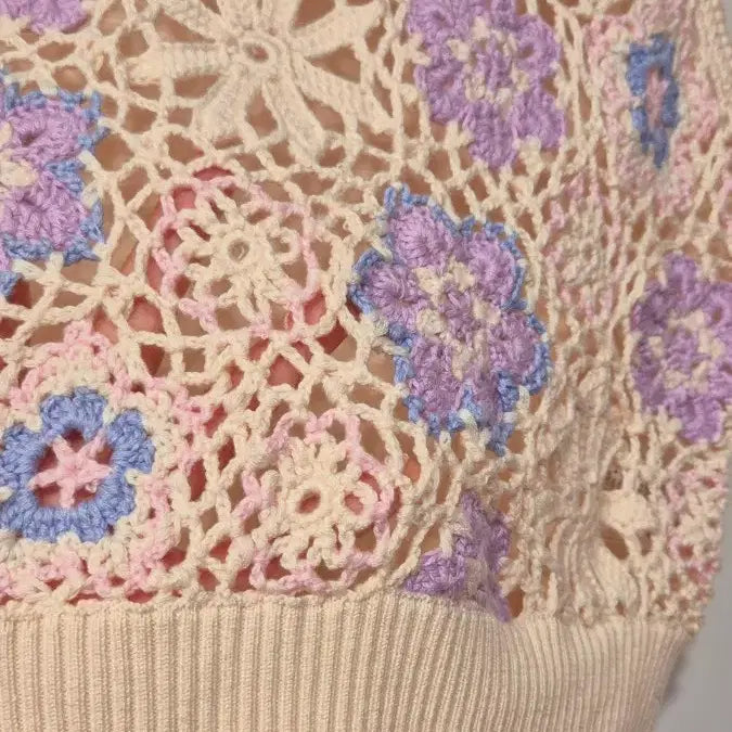 [BUNJANG] Sisley Crochet Flower Knit Vest / 시슬리 크로셰 플라워 니트 조끼