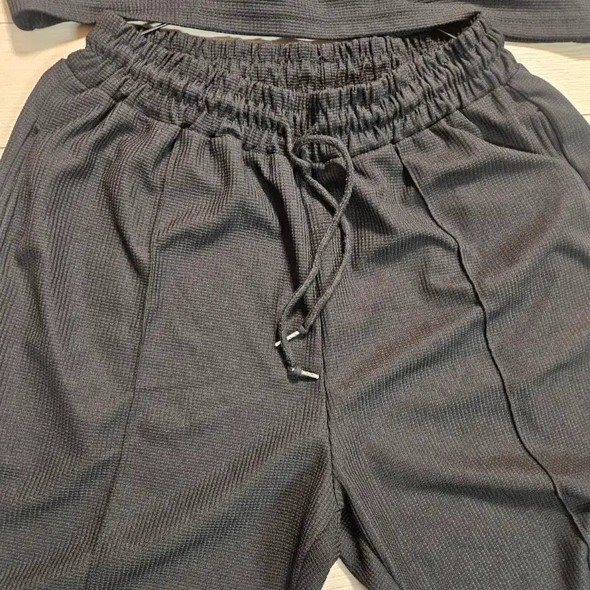 [BUNJANG] Black Short Sleeve Hoodie and Shorts Set / 블랙 반팔 후드 반바지 세트32-34ㅡ신품급ㅡ해운대