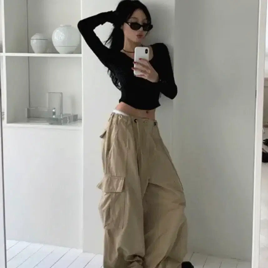 [BUNJANG] Modi Mood Wild Strap Cargo Pants Beige / 모디무드 와일드 스트랩 카고팬츠 베이지