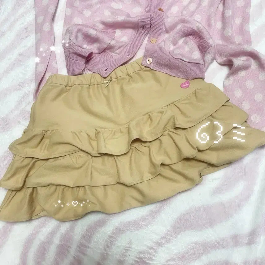 [BUNJANG] Japanese Vintage Latte Style Ruffle Skirt - Beige / 일본 빈티지 치마 라떼 캉캉 스커트_베이지 색상