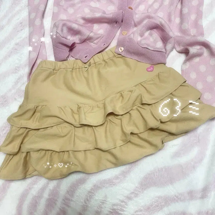 [BUNJANG] Japanese Vintage Latte Style Ruffle Skirt - Beige / 일본 빈티지 치마 라떼 캉캉 스커트_베이지 색상