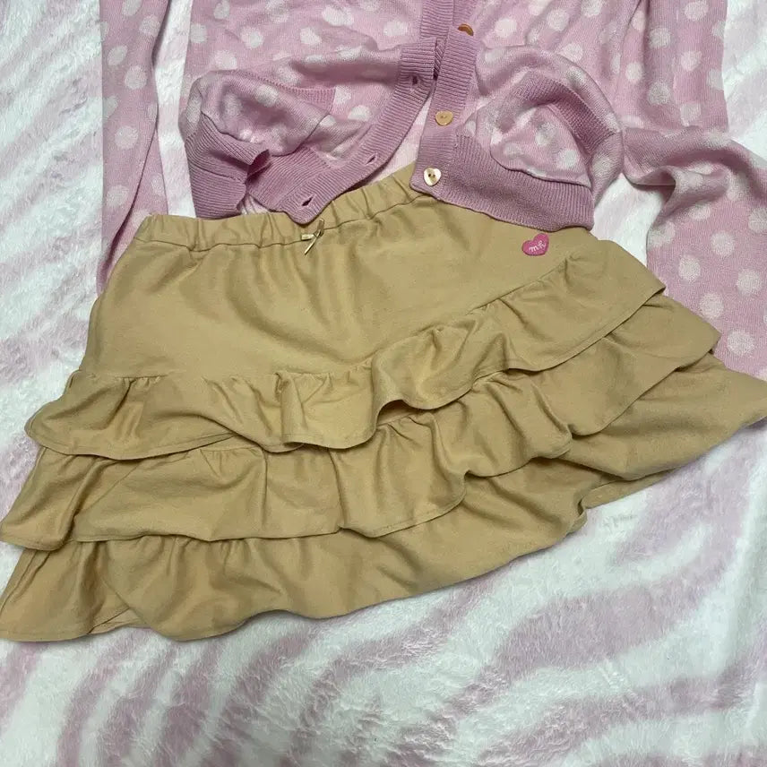 [BUNJANG] Japanese Vintage Latte Style Ruffle Skirt - Beige / 일본 빈티지 치마 라떼 캉캉 스커트_베이지 색상