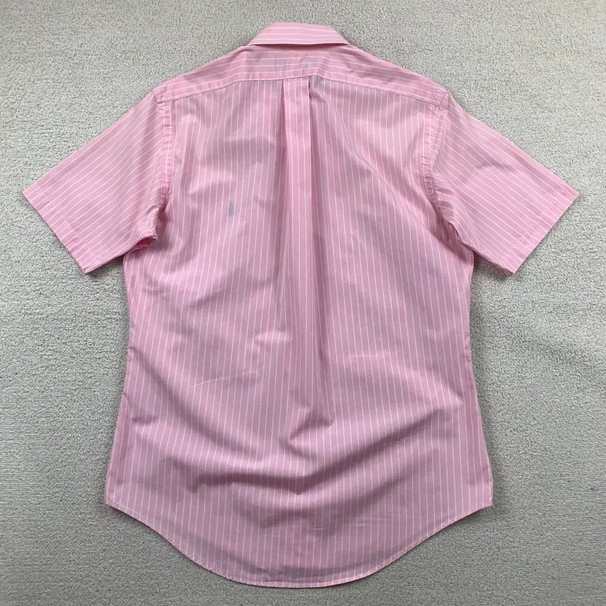 [BUNJANG] Polo Ralph Lauren Classic Fit Pink Stripe Half Shirt / 폴로 랄프로렌 포니로고 클래식핏 핑크 스트라이프 하프셔츠