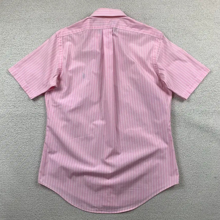 [BUNJANG] Polo Ralph Lauren Classic Fit Pink Stripe Half Shirt / 폴로 랄프로렌 포니로고 클래식핏 핑크 스트라이프 하프셔츠