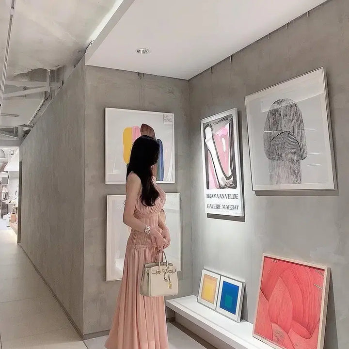 [BUNJANG] La Forma Maxi Shirring Long Dress Pink / 라플라 맥시 셔링 롱 원피스 핑크