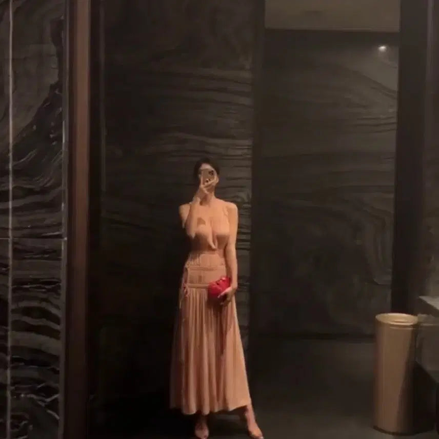 [BUNJANG] La Forma Maxi Shirring Long Dress Pink / 라플라 맥시 셔링 롱 원피스 핑크
