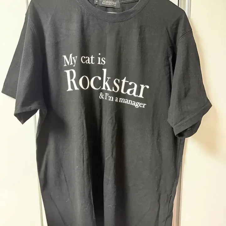 [BUNJANG] JOGGERSHI Rockstar Cat Black Short Sleeve T-Shirt / 조거쉬 고양이 락스타 블랙 반팔 티셔츠