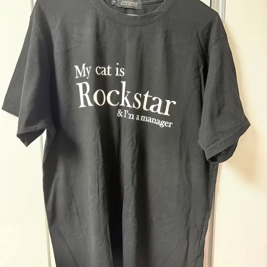 [BUNJANG] JOGGERSHI Rockstar Cat Black Short Sleeve T-Shirt / 조거쉬 고양이 락스타 블랙 반팔 티셔츠