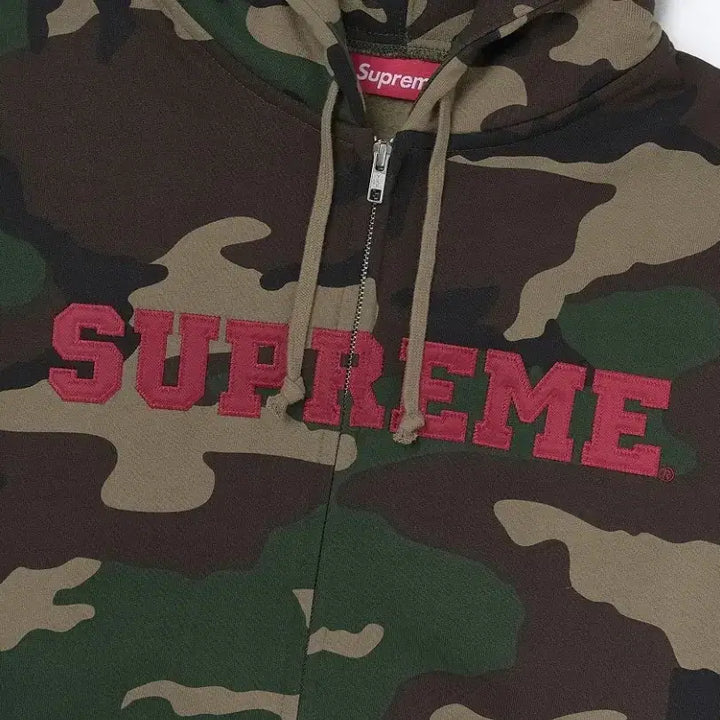 [BUNJANG] Supreme Collegiate Applique Zip Up Hooded Sweatshirt Woodland Camo XL / 슈프림 컬리지에이트 아플리케 집업 후드 스웨트셔츠 우드랜드 카모