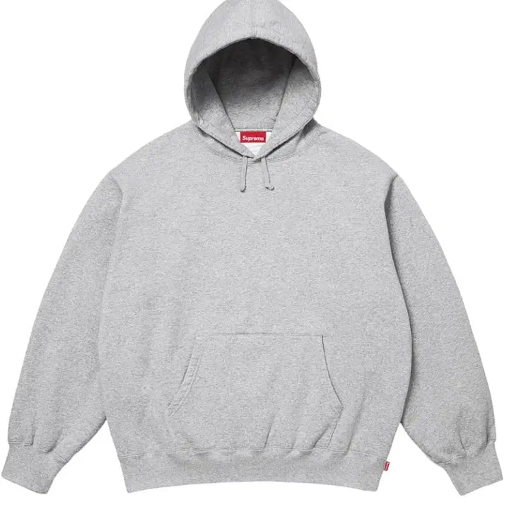 [BUNJANG] Supreme Satin Applique Hooded Sweatshirt Heather Grey XL / 슈프림 사틴 아플리케 후드 스웨트셔츠 헤더 그레이