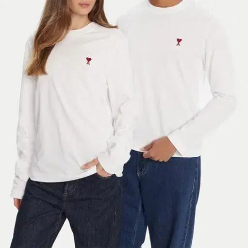 [BUNJANG] AMI Small Heart Long Sleeve T-Shirt XL / 아미 스몰하트 화이트 롱슬리브 쭉티 긴팔 티셔츠 XL 무배