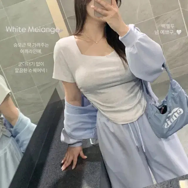 [BUNJANG] FLATHER Yeoshi 4 Modal Square Neck Side Shirring Cover Fit Short Sleeve T-Shirt / [미개봉 19% 할인] 플랫퍼 여시4 모달 스퀘어넥 옆셔링 커버핏 반팔티