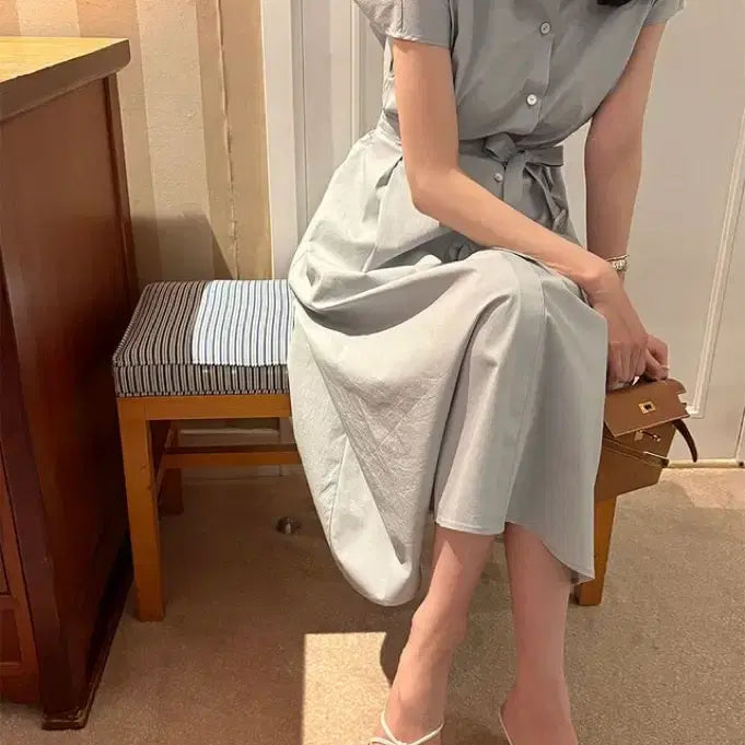 [BUNJANG] Daily Look Shirt Belt Dress - Small / 쇼핑몰 데일리룩 셔츠벨트ops 데일리룩 쇼핑몰