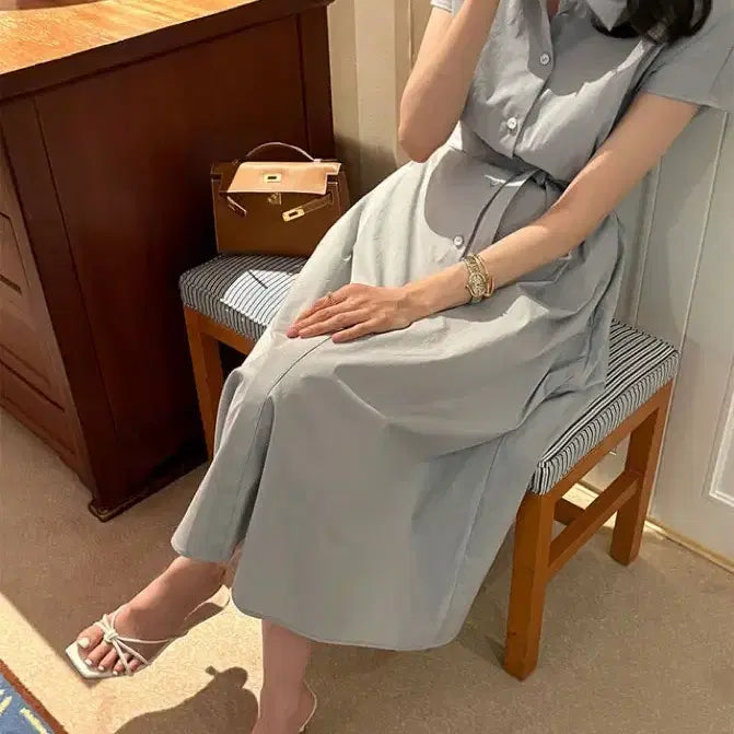 [BUNJANG] Daily Look Shirt Belt Dress - Small / 쇼핑몰 데일리룩 셔츠벨트ops 데일리룩 쇼핑몰