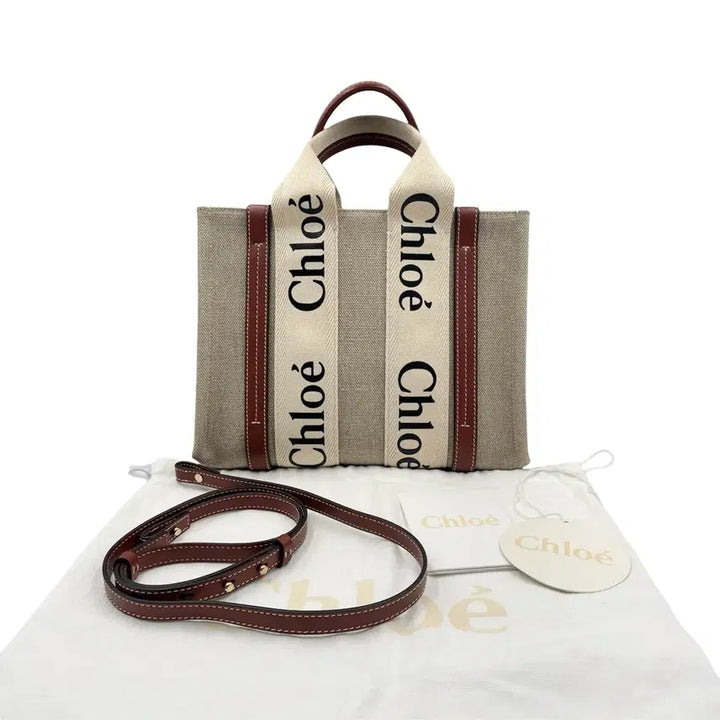 [BUNJANG] Chloe Woody Small Tote Bag Brown / 끌로에 우디 토트백 스몰 브라운