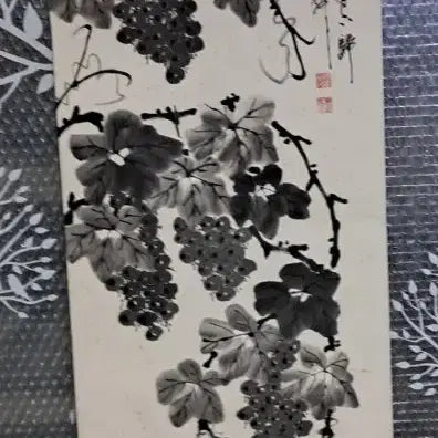 [BUNJANG] Korean Ink Wash Painting of Grapes / 동양화 묵화 포도 그림