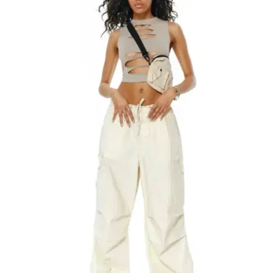 [BUNJANG] Jaded London Ecru Parachute Cargo Pants / 제이디드 런던 에크루 파라슈트 카고 팬츠