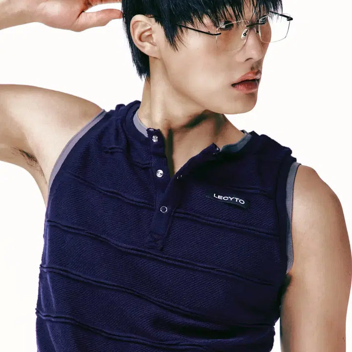 [BUNJANG] Recito Lily Henley Neck Sleeveless Navy / Lily Henley Neck Sleeveless_[Navy]