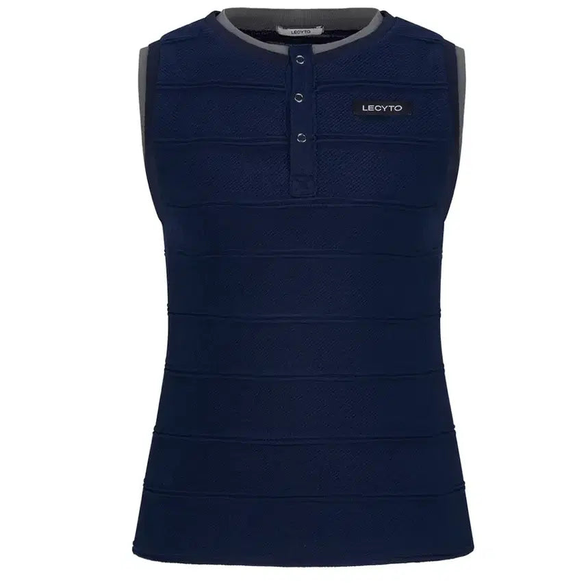 [BUNJANG] Recito Lily Henley Neck Sleeveless Navy / Lily Henley Neck Sleeveless_[Navy]