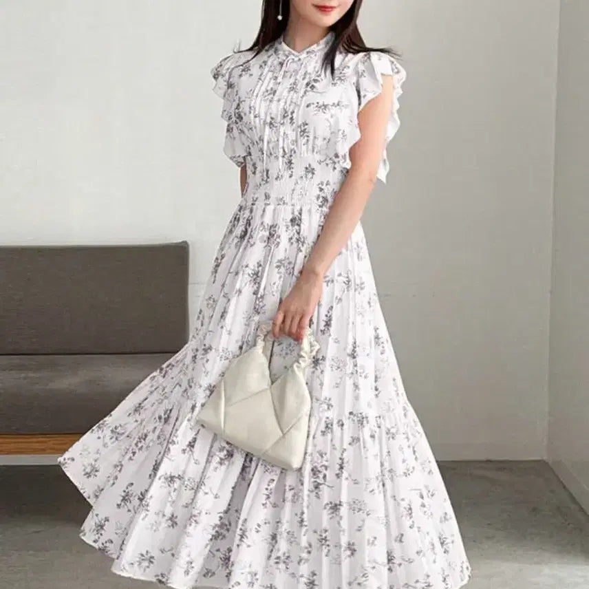 [BUNJANG] Floral Pattern Long Dress / 스나계 패턴 원피스