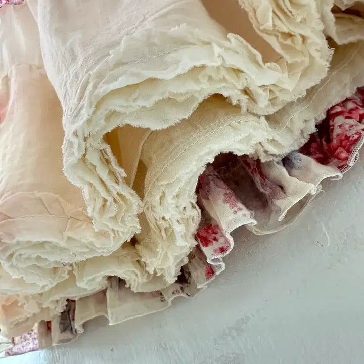 [BUNJANG] CHUXXX Floral Tiered Ruffle Skirt / 일본빈티지 CHUXXX 플로럴 티어드 캉캉 볼륨 실루엣 밴딩 스커트