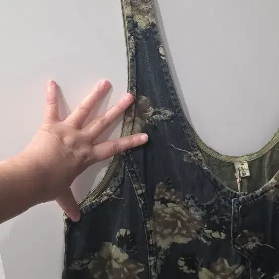 [BUNJANG] Flower Pattern Denim Overalls / 플라워 데님 멜빵 바지