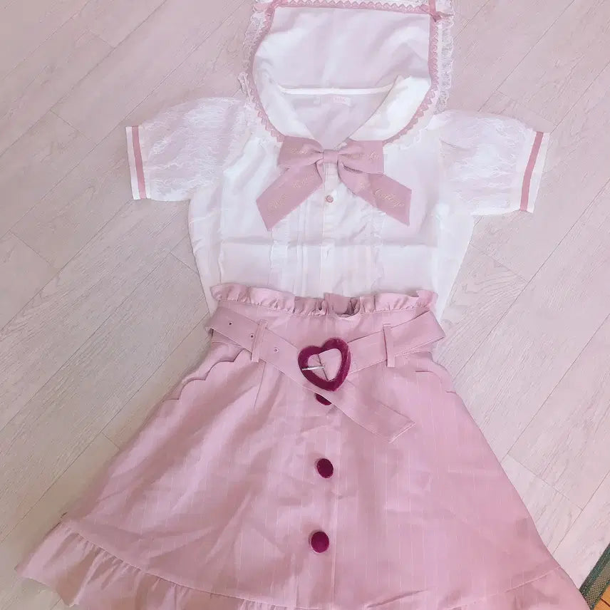 [BUNJANG] Liz Lisa Sailor Shirt + Skirt Set / 리즈리사 정품 세일러 셔츠+스커트 세트
