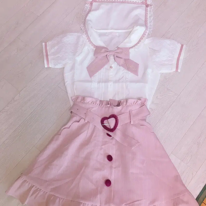 [BUNJANG] Liz Lisa Sailor Shirt + Skirt Set / 리즈리사 정품 세일러 셔츠+스커트 세트