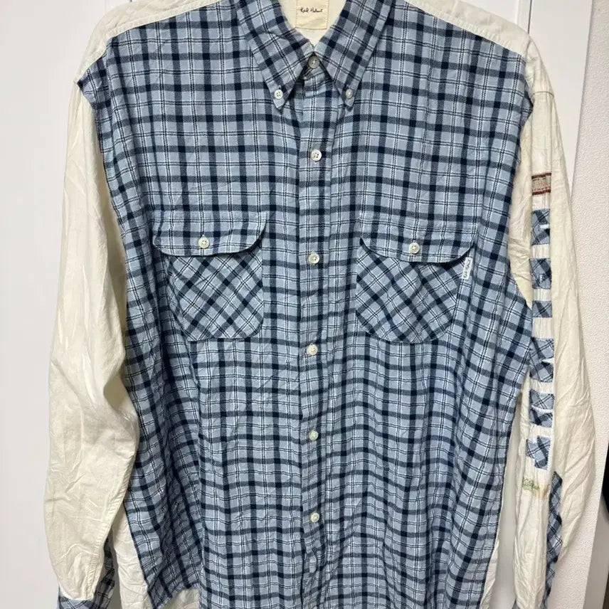 [BUNJANG] Helmut Lang Patchwork Embroidered Logo Shirt / 일본 칼 헬무트 셔츠