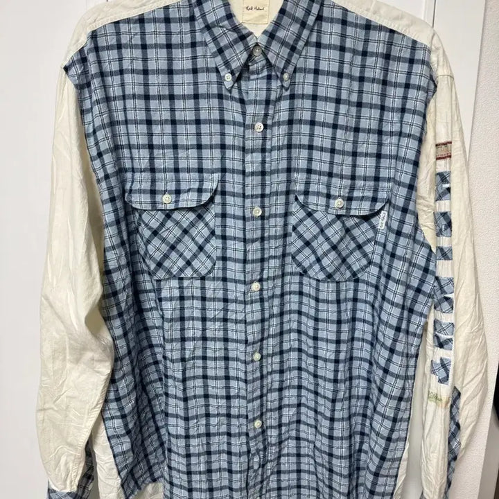 [BUNJANG] Helmut Lang Patchwork Embroidered Logo Shirt / 일본 칼 헬무트 셔츠